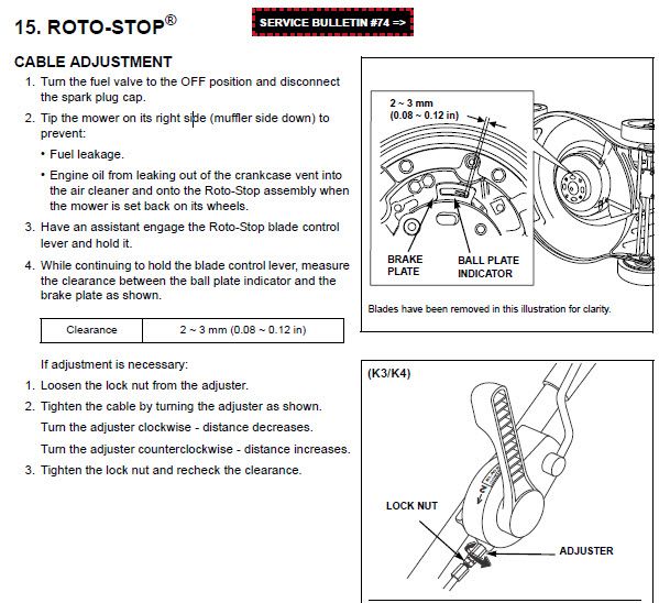 Honda mower roto stop adjustment #6