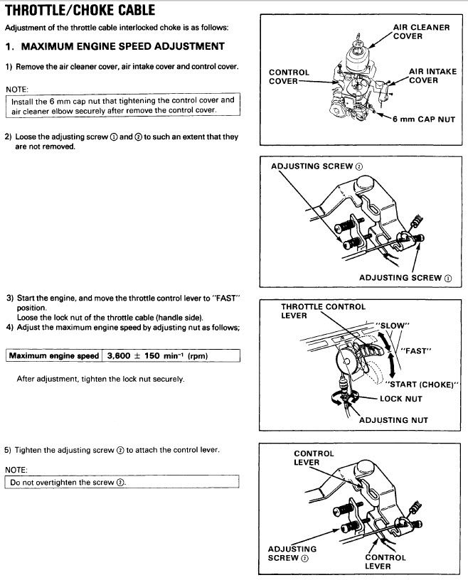 Honda High Speed RPM Adjustment Snowblower Forum Snow Blower Forums