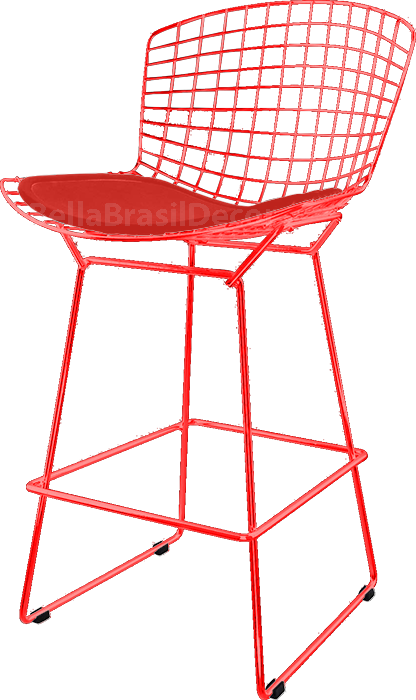 BANQUETA BERTOIA PINTADA ASSENTO VERMELHO 69CM