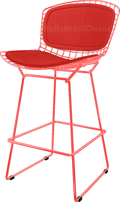 BANQUETA BERTOIA PINTADA ASSENTO E ENCOSTO VERMELHO 69CM
