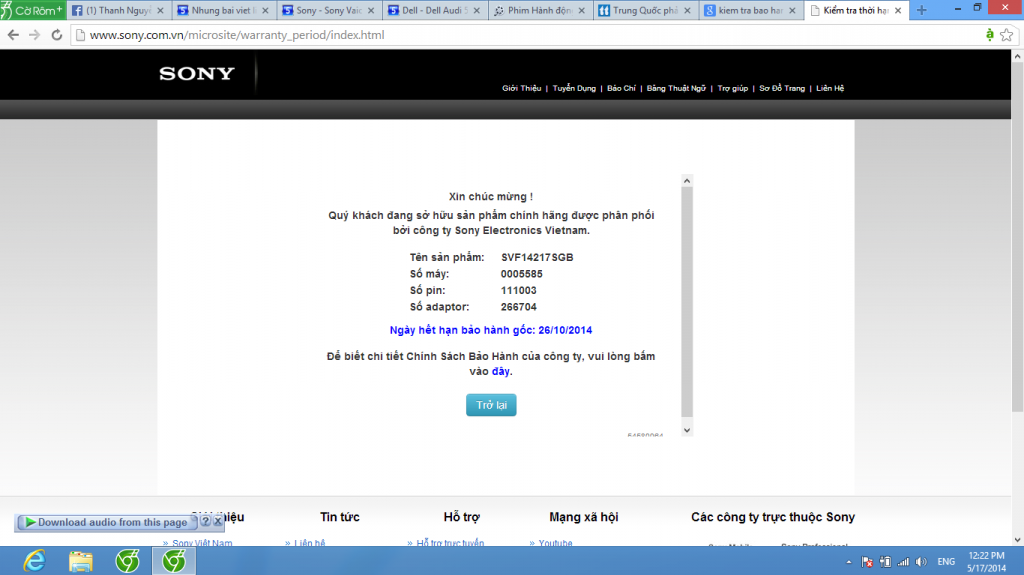 Sony Vaio Fit SVF 14217SGB I3 3227 4G 500G VGA 1G,Màn Hình Cảm Ứng,Máy Đẹp