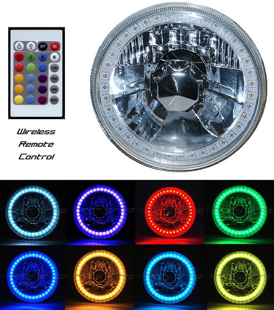 5 34 Multi Color Halo H4 Bulb Headlight Rgb Smd Led Fits Harley