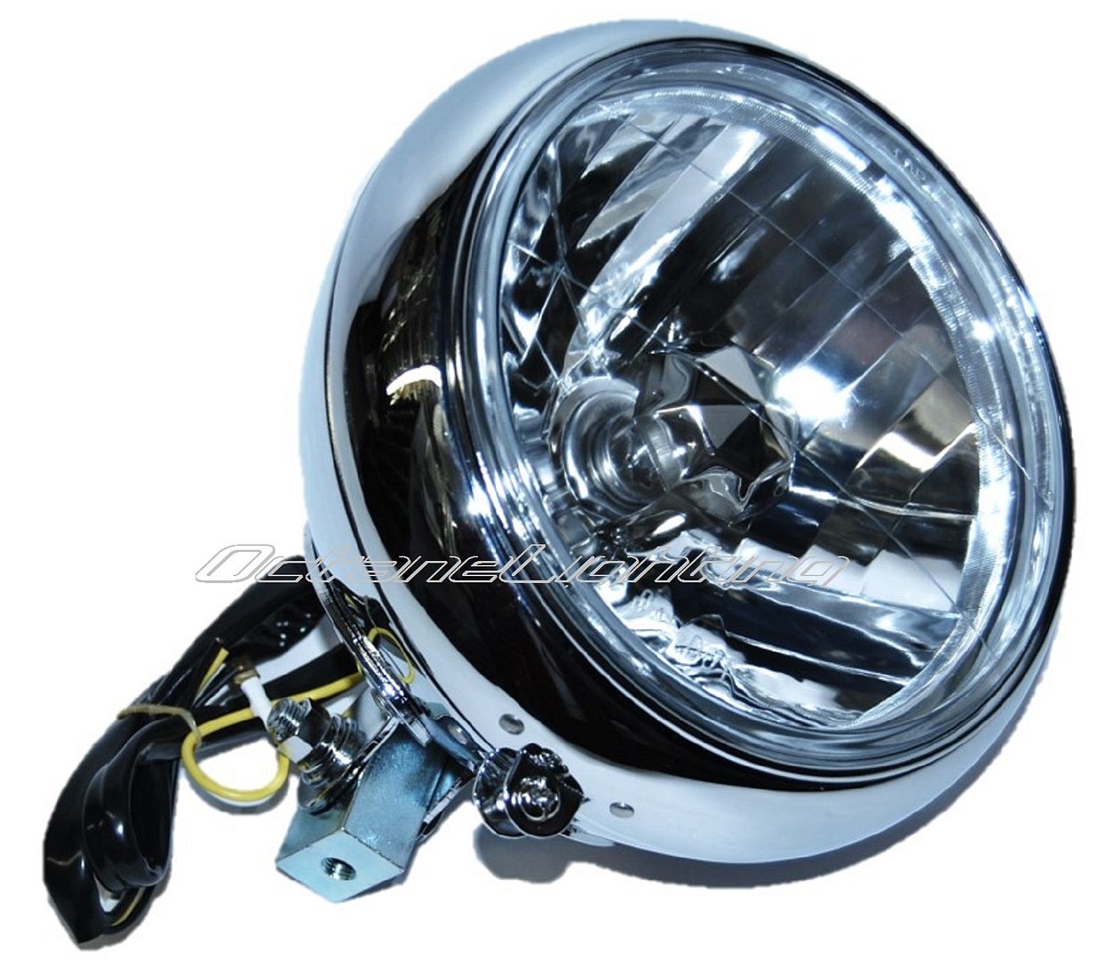 7" H4 CRYSTAL MOTORCYCLE HEADLIGHT HOUSING HEADLAMP BUCKET ASSEMBLY