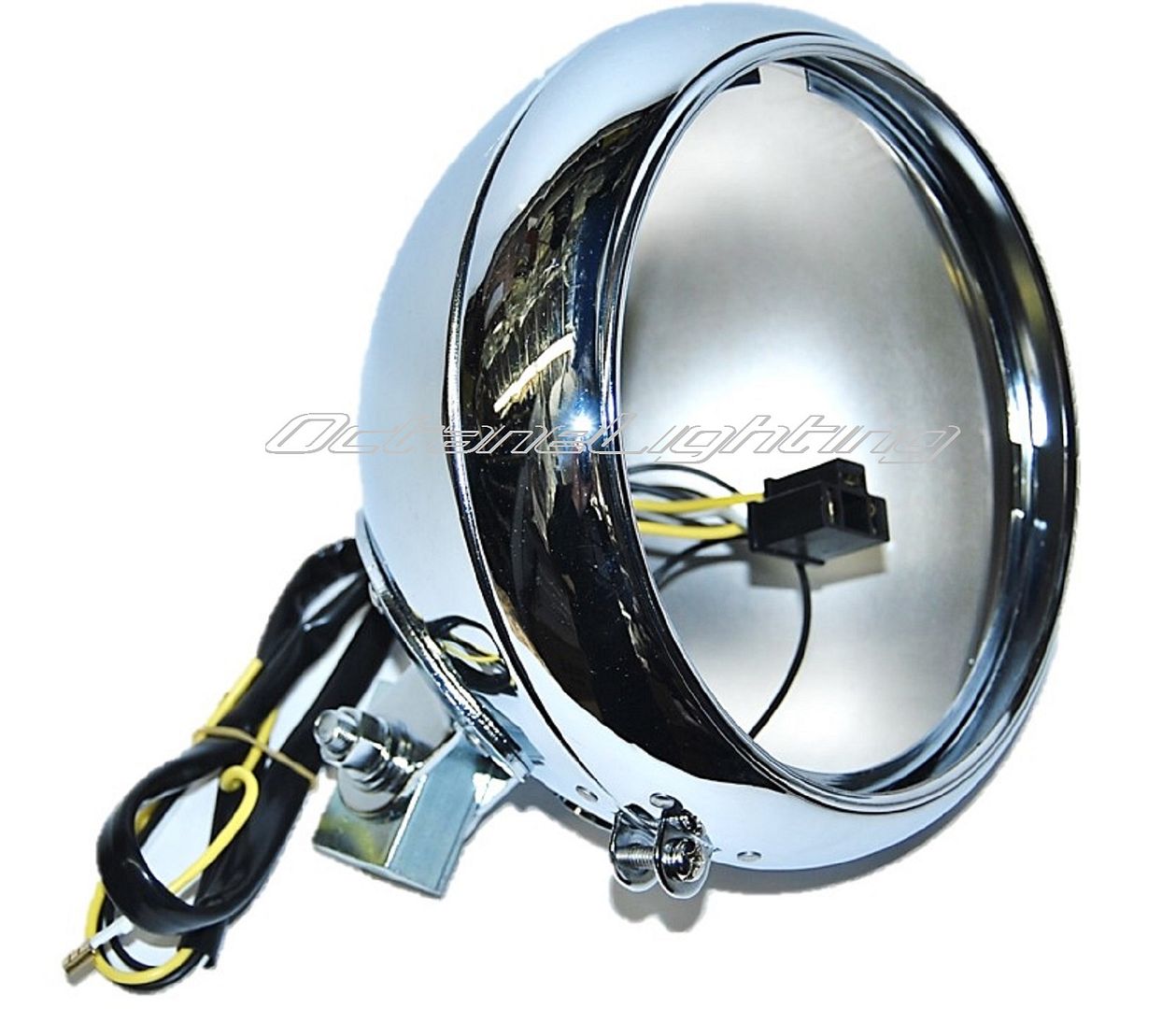 7" H4 CRYSTAL MOTORCYCLE HEADLIGHT HOUSING HEADLAMP BUCKET ASSEMBLY