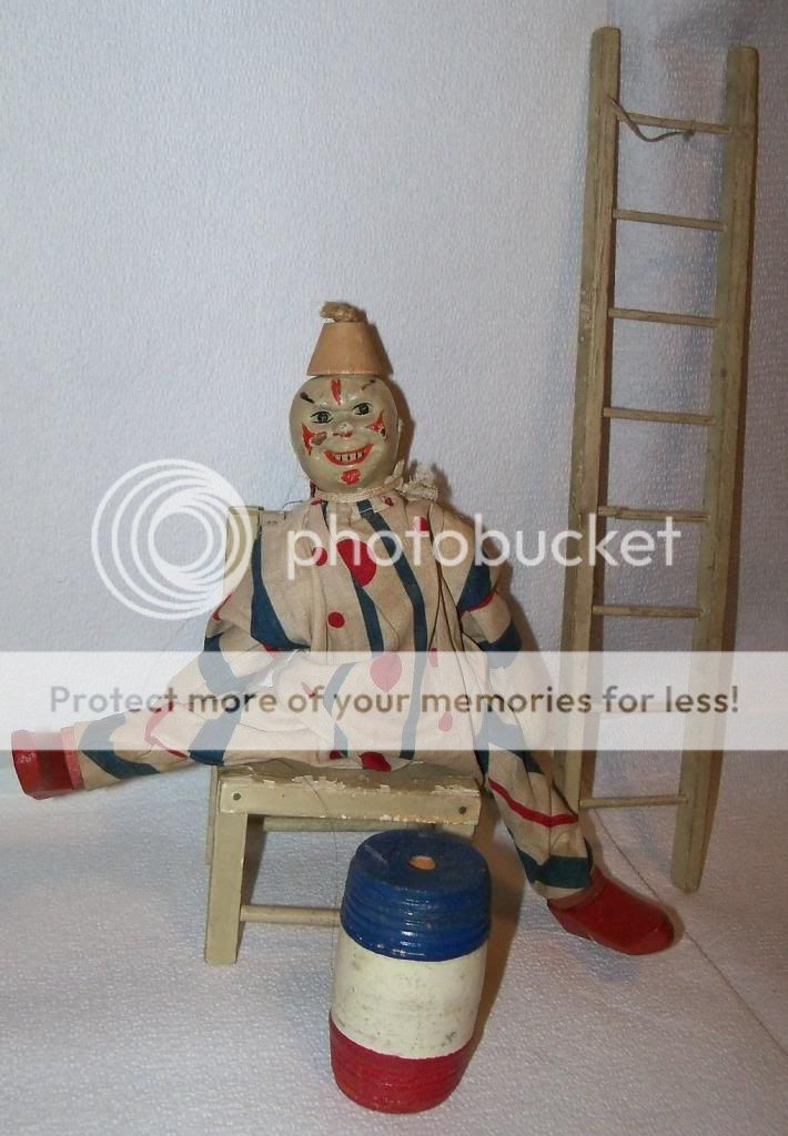 Antique Schoenhut White Face Humpty Dumpty Wood Wooden Circus Clown Doll Figure
